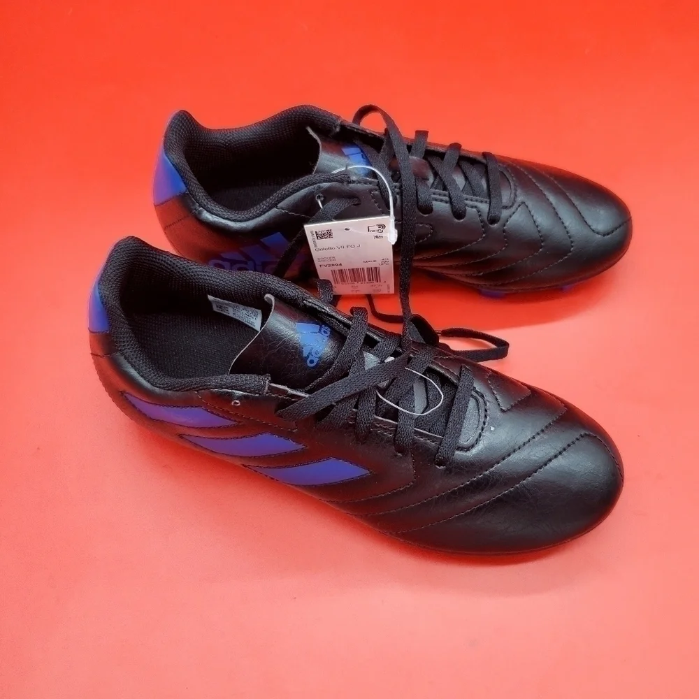 Adidas Boys Goletto Vii Fg J Black/Royal Soccer Shoes FV2894 Size 6Y NWT